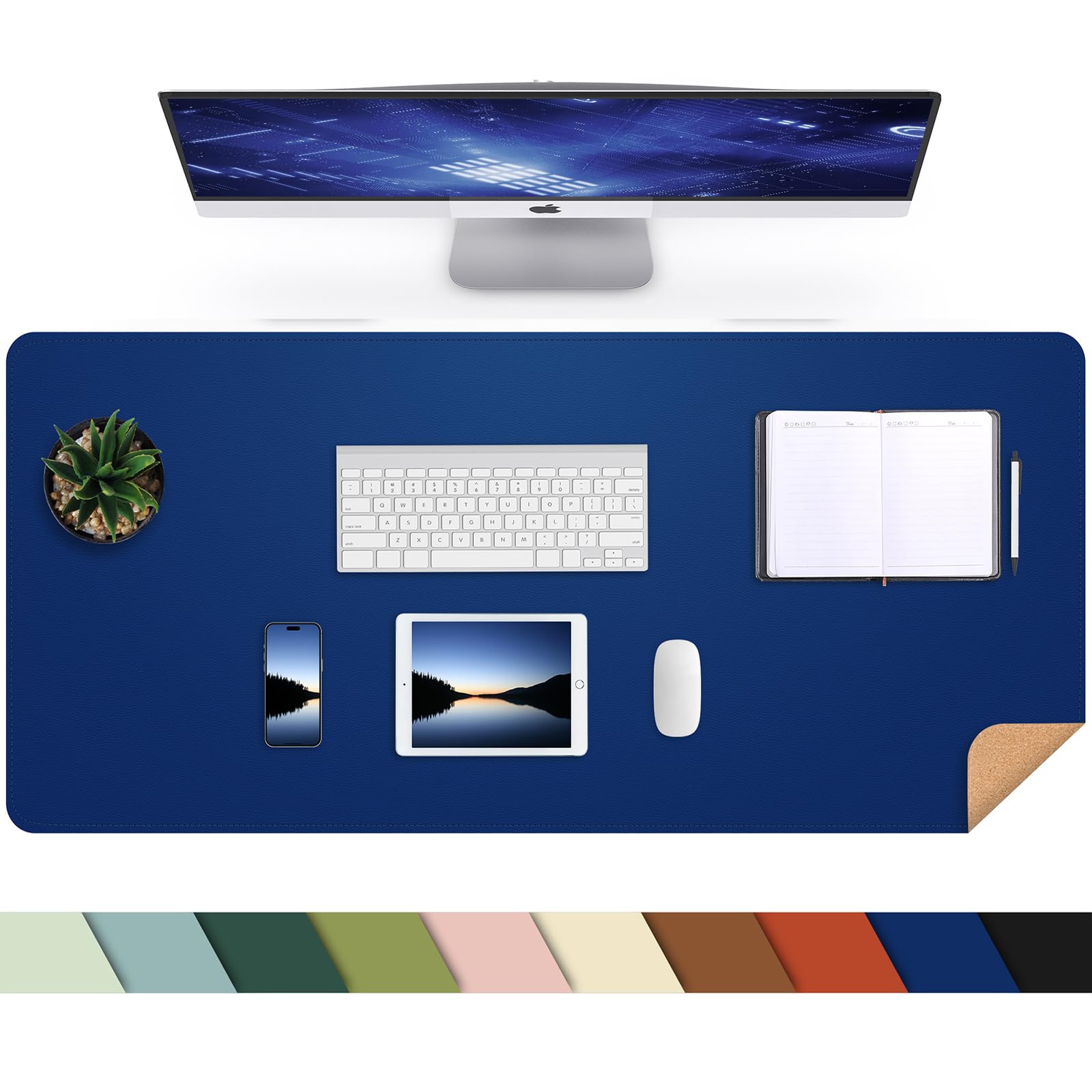 AFIING Large Desk Mat, 47" x 17", Black