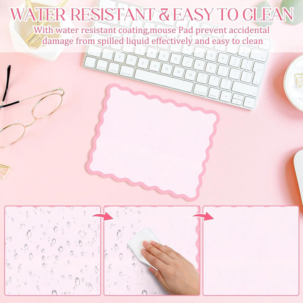Kingdder Cute Scalloped Mouse Pad Non-Slip Mousepad 9.8x7.9in,Pink