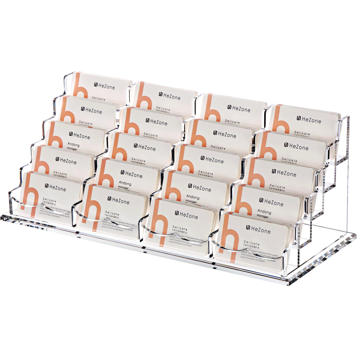 Business Card Holder for Desk 2 Tier 2 Slots, Clear Acrylic Business Card Display Stand for Women and Men, Organize 100 Cards-1 Pack (2 Slots-H)