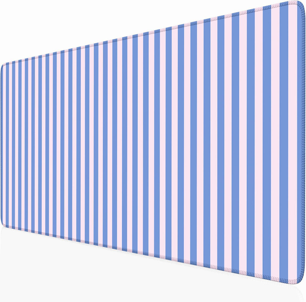 Light Pink Striped Desk Mat Cute Pastel XXL Large Gaming Mouse Pad Desk Pad Kawaii Cozy Aesthetic Keyboard Laptop Computer Mat Home Office Decor for Women