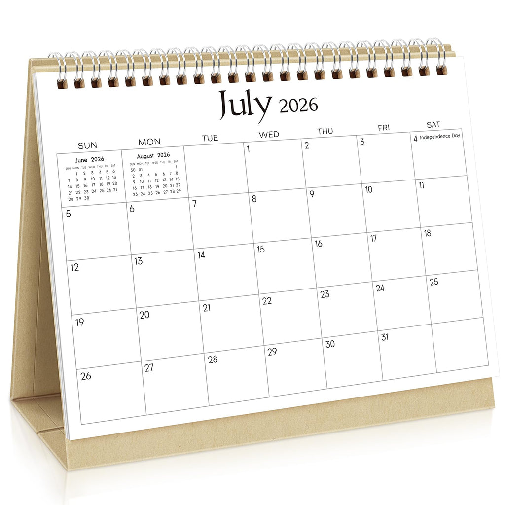 SKYDUE Small Desk Calendar 2026-2027, Jul. 2026 to Dec. 2027, 18 Months Small Desk Calendar with Planner Stickers, 8.5" x 7" Desktop Calendar Planner, Kraft