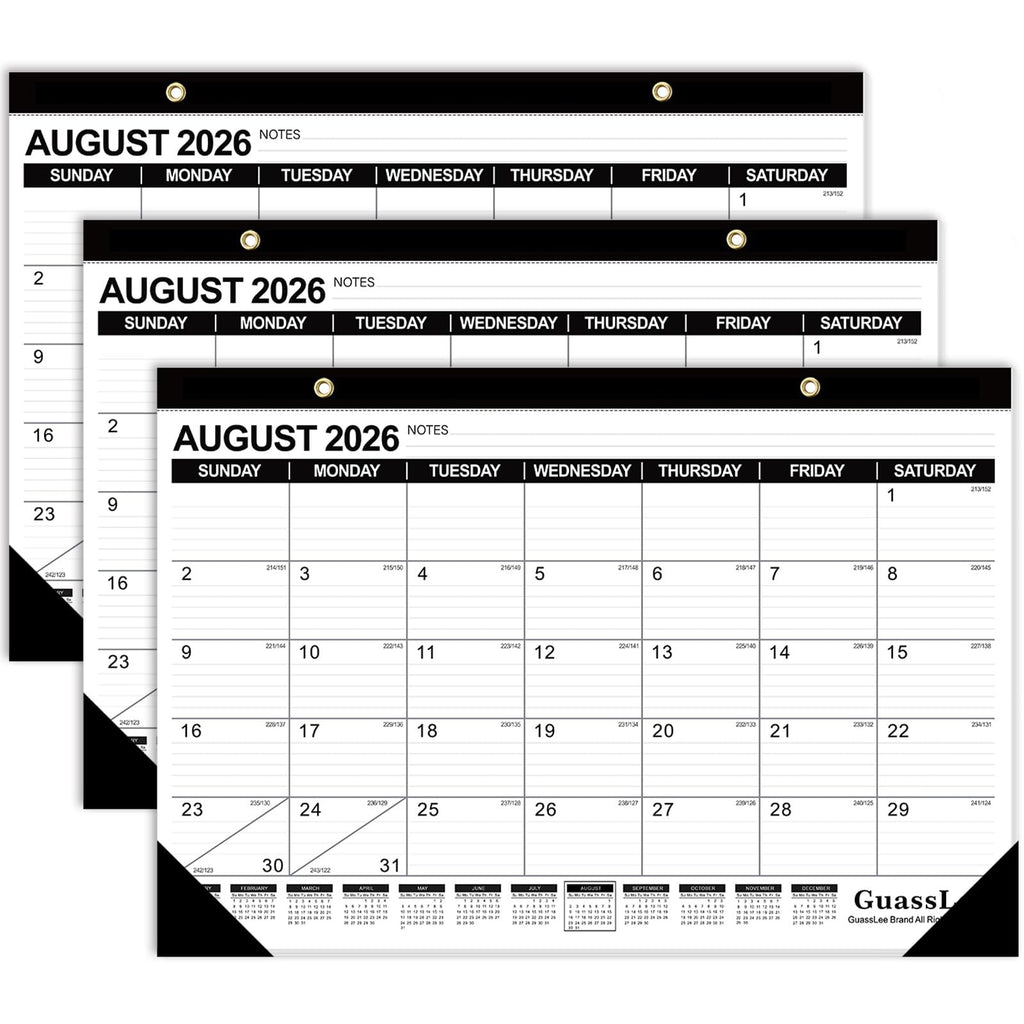 GuassLee Desk Calendar 2026-2027 - 19 Months Academic Calendar 17" × 11.5" Desktop Calendar from Jun. 2026 to Dec. 2027 with Julian Date for Home School Office Desk Top Organizing