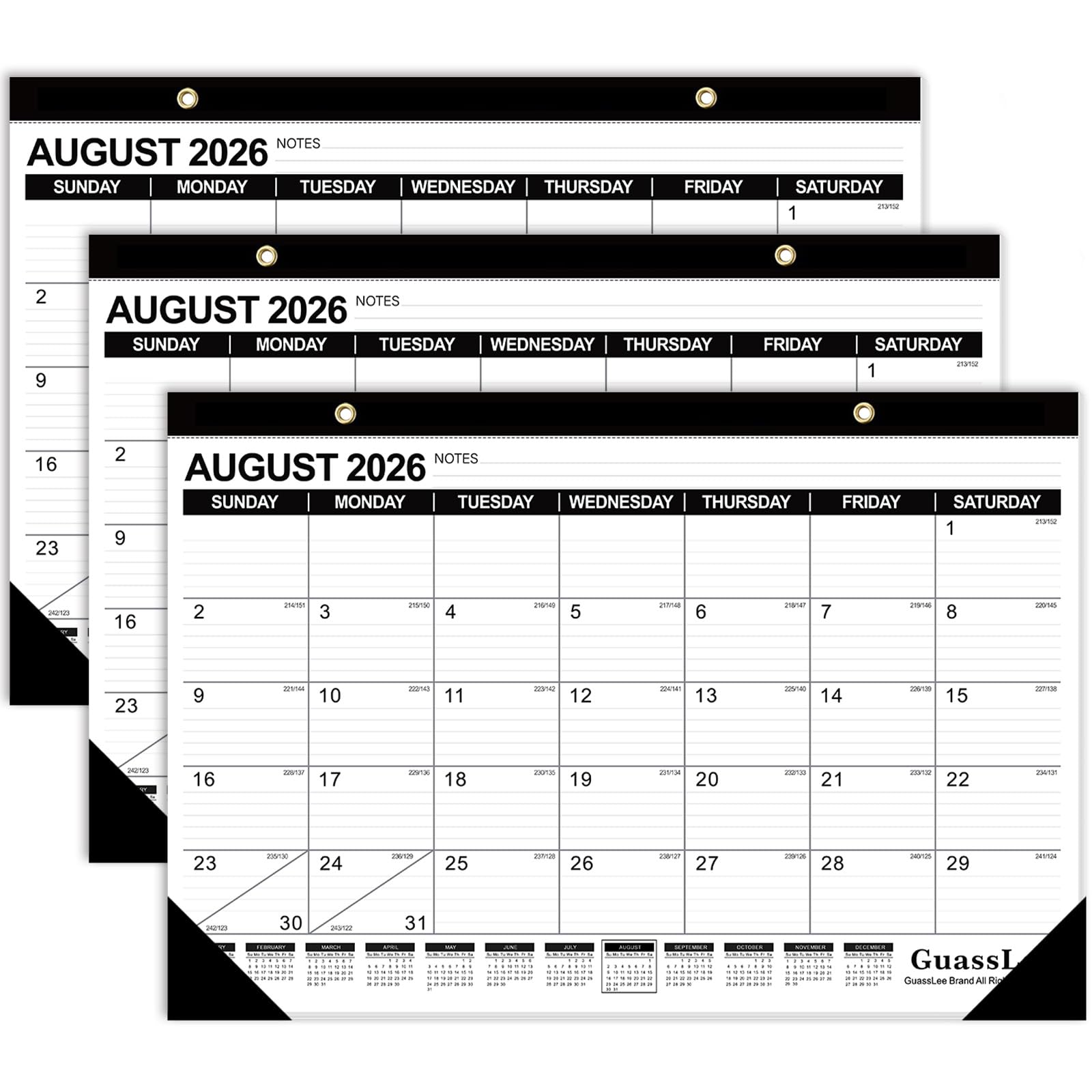 GuassLee Desk Calendar 2026-2027 - 19 Months Academic Calendar 17" × 11.5" Desktop Calendar from Jun. 2026 to Dec. 2027 with Julian Date for Home School Office Desk Top Organizing