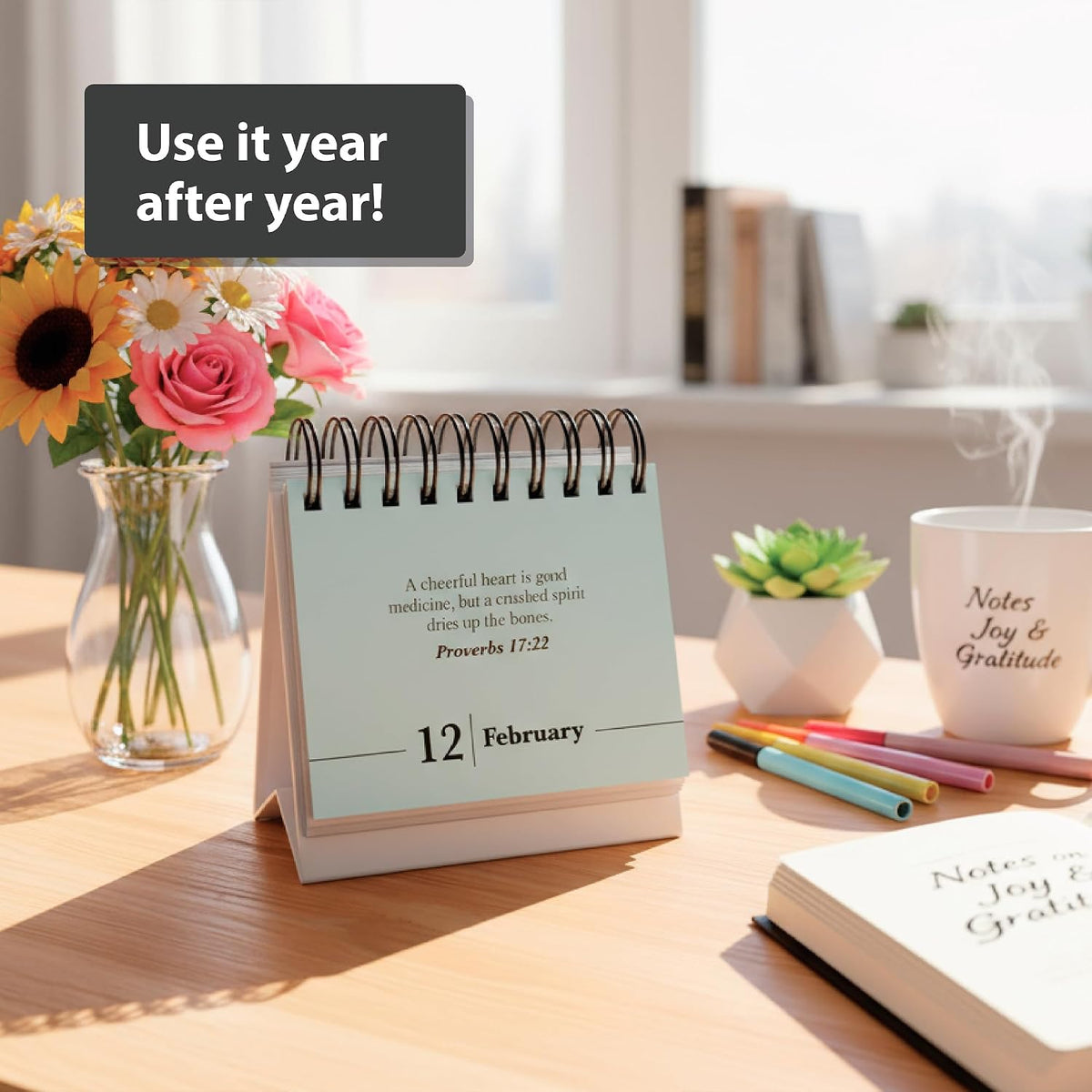 Verse A Day Perpetual Calendar | Enjoy it Year After Year, 365 Christian Verses from the NIV Bible to Inspire Your Daily Devotional, Positive Inspirational Religious Daily Verses for Men & Women