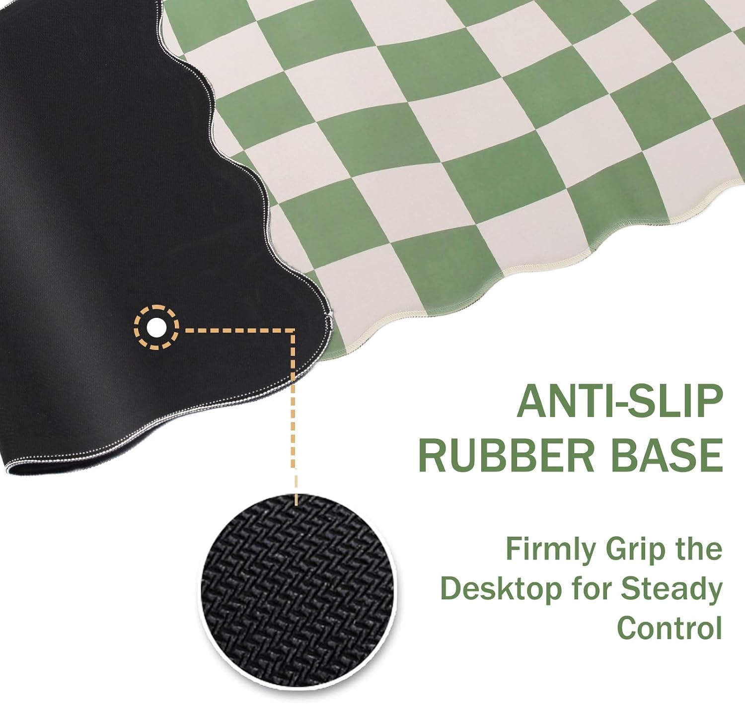 L-SPOUTTO Green Mouse Pad,Geometric Desk Mat XXL Large Scalloped Gaming Mousepad,35.4x15.7in Non-Slip Rubber Base Keyboard Pad Waterproof Desktop Mat for Laptop Computer Game Home Office-Checkered