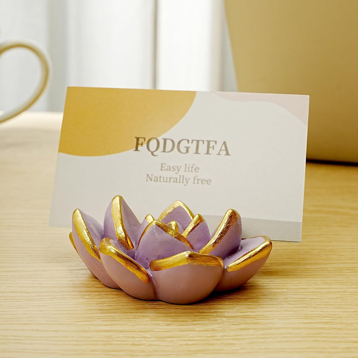 Succulent Business Card Holders for Desk, Cute Resin Business Card Display Stand Modern Vertical Name Card Holders for Office/Exhibition/Home/Restaurant, Unique Gifts for Men Women