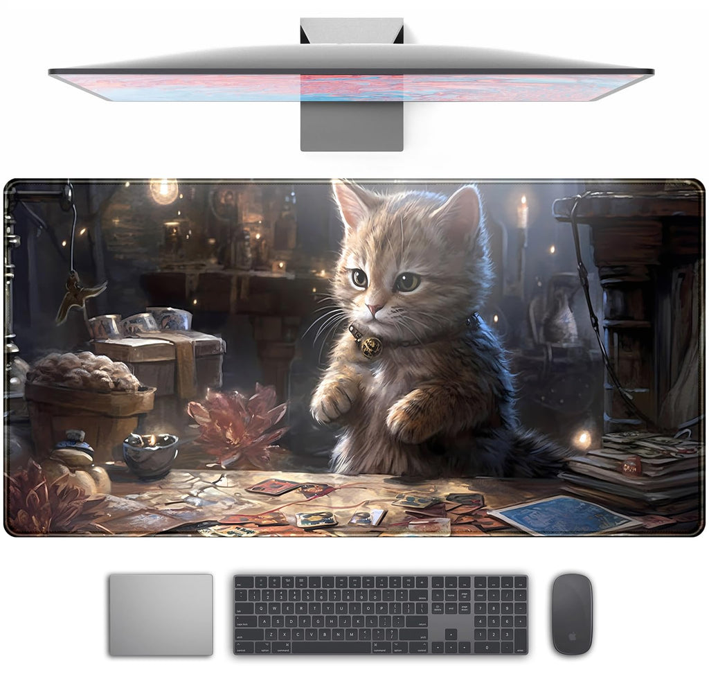 Desk Mat Forest Library Book Mouse Pad Big Desk Pad XXL Extended Gaming Large Mouse Pad for Desk Rubber Base Mousepad with Stitched Edges, Keyboard Mouse Mat for Work Game Office Home 31.5x15.7 in