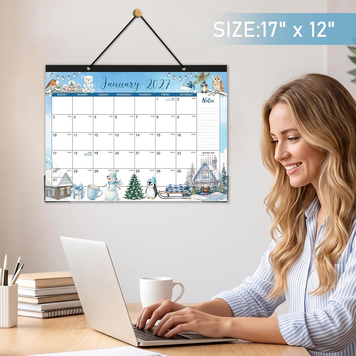2027 Desk Calendar, 12 Months Large Calendar from Jan 2027 to Dec 2027