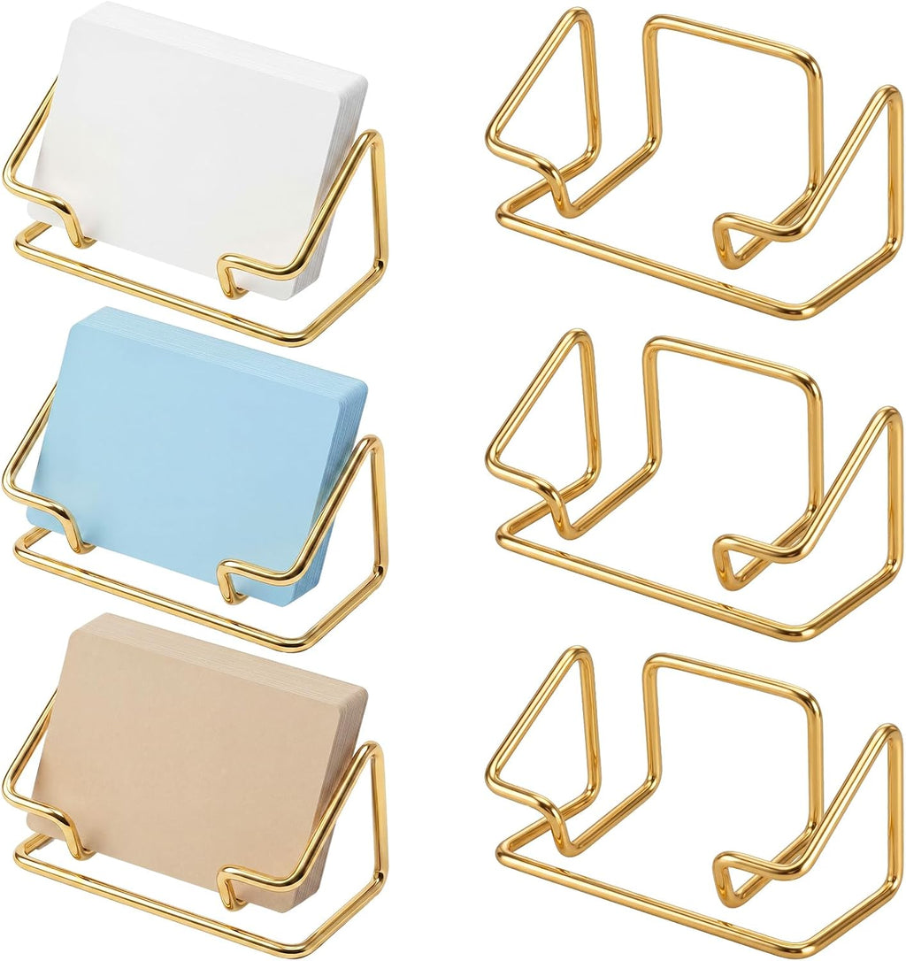 6 Pack Metal Business Card Holder for Desk Gold Cardholder Office Display Stand 4 Inch Cute Office Accessories Gift for Men Women Boss Colleague Desktop