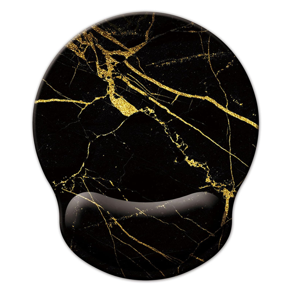 Mouse Pad with Wrist Support, Ergonomic Mouse Pad with Memory Foam Wrist Rest Cushion, Non-Slip Rubber Base Gaming Mice Pad for Home Office Computer Laptop, Flower Black