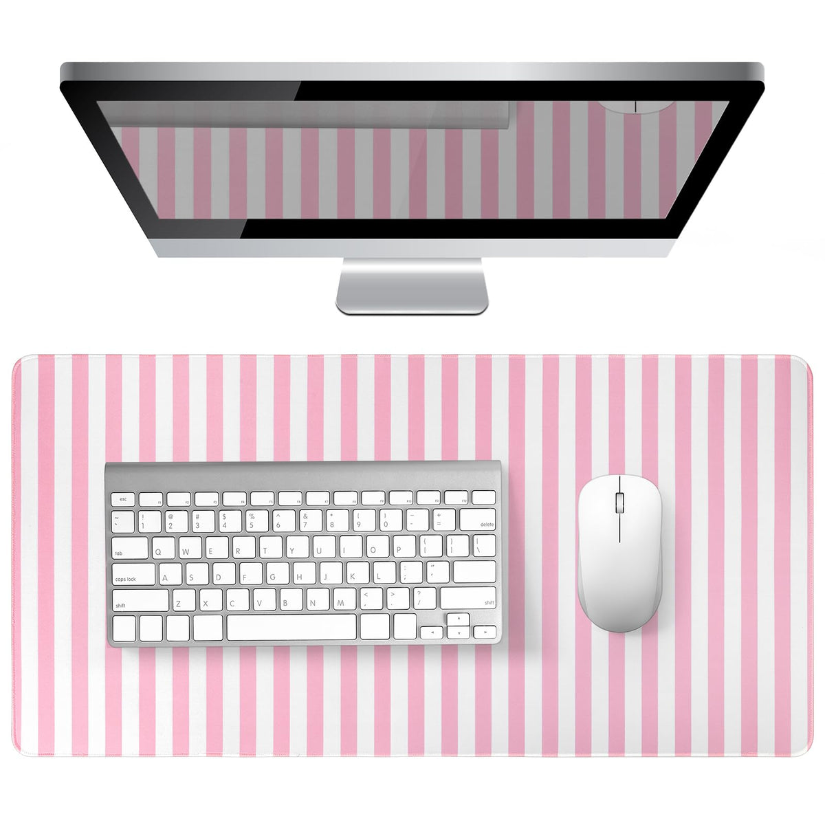 Green Striped Desk Mat Large Mouse Pad Cute Desk Pad Keyboard Computer Mat