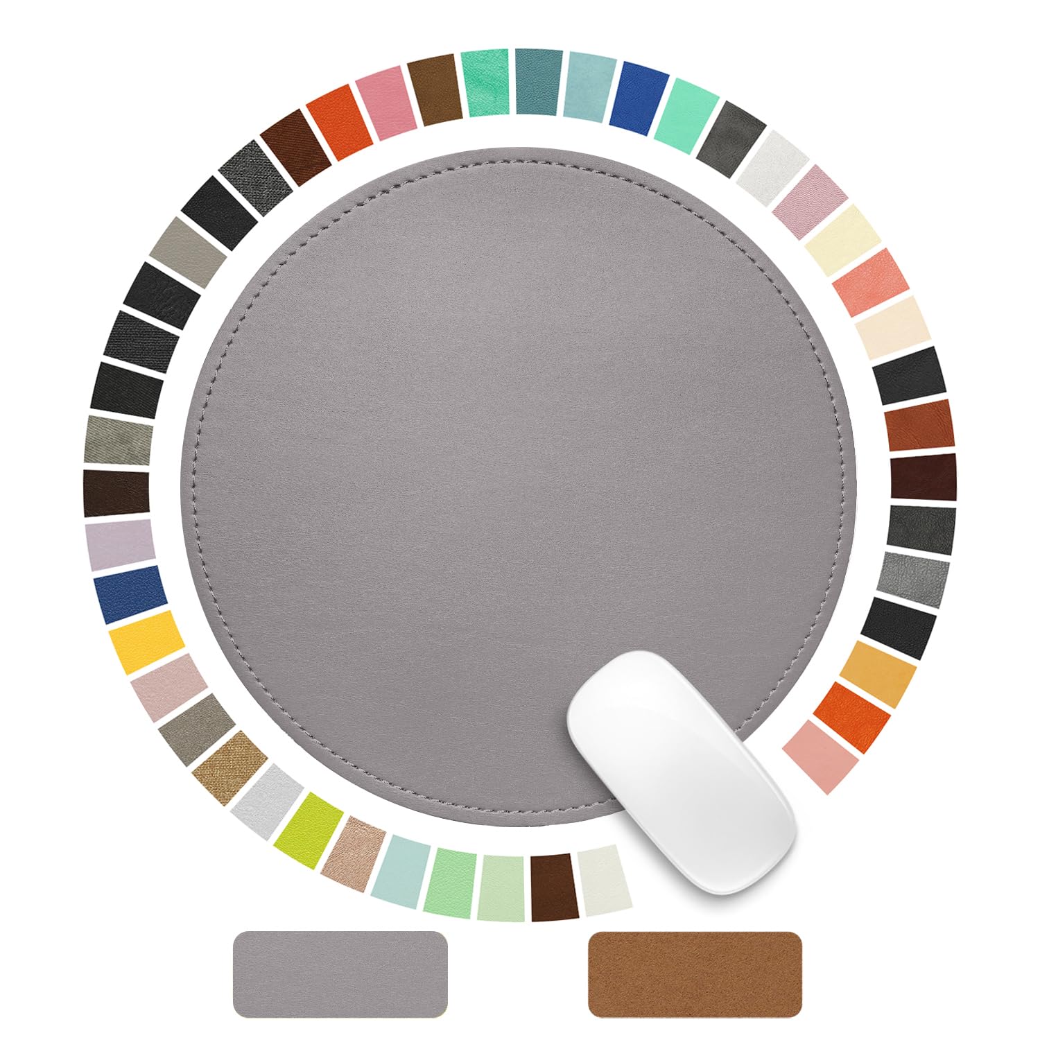 Mouse Pad, PU Mouse Pad，Leather Mouse Pad with Stitched Edge Micro-Fiber Base with Non-Slip Waterproof，Mouse Pad for Computers，Laptop, 8x11Inch (Caramel Brown)