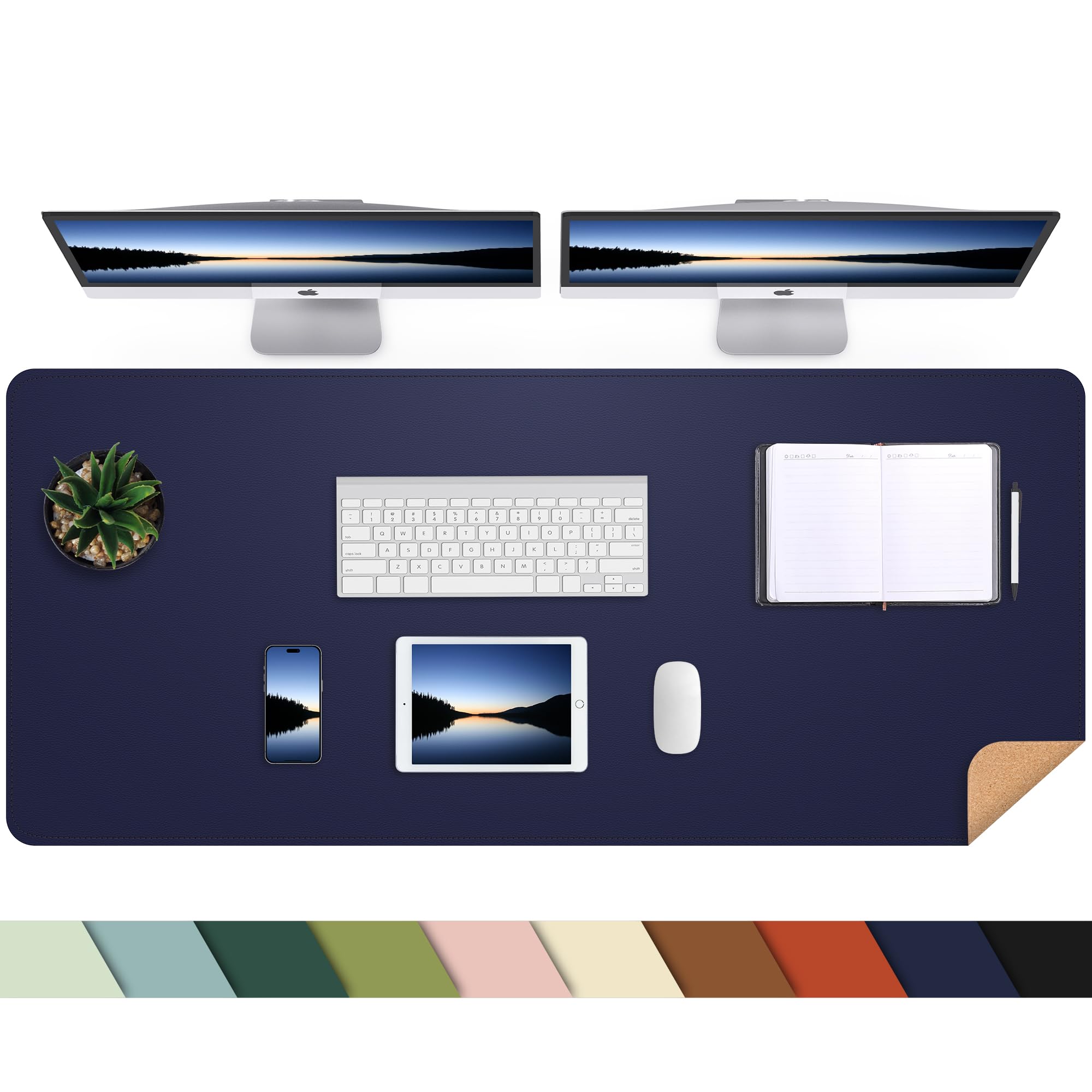 AFIING Large Desk Mat, 47" x 17", Black