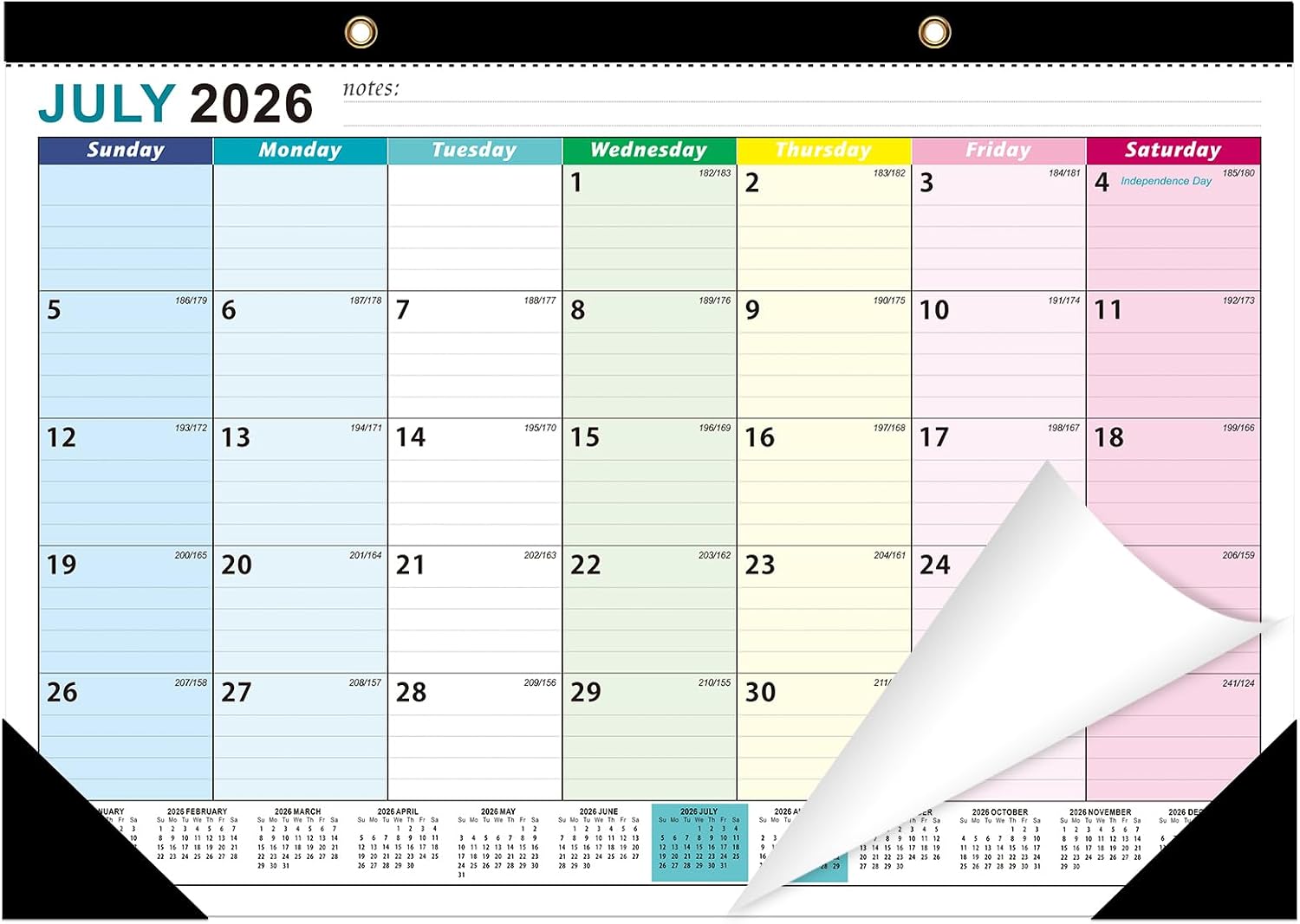 ZTX Desk Calendar 2026-2027 18 Month Big Planner Colorful