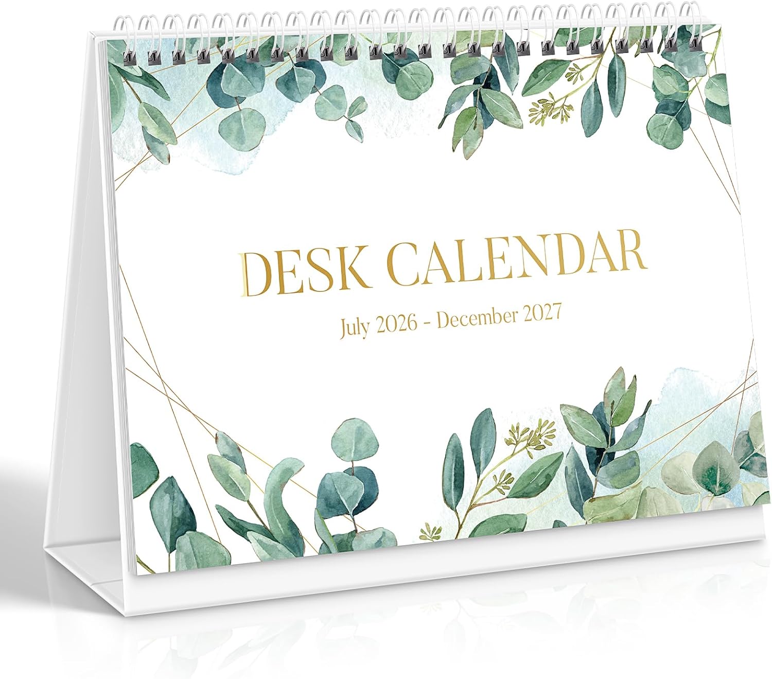 SKYDUE Small Desk Calendar 2026-2027, Jul. 2026- Dec. 2027, 8x6 Compact Standing Flip Desktop Calendar, Leaf