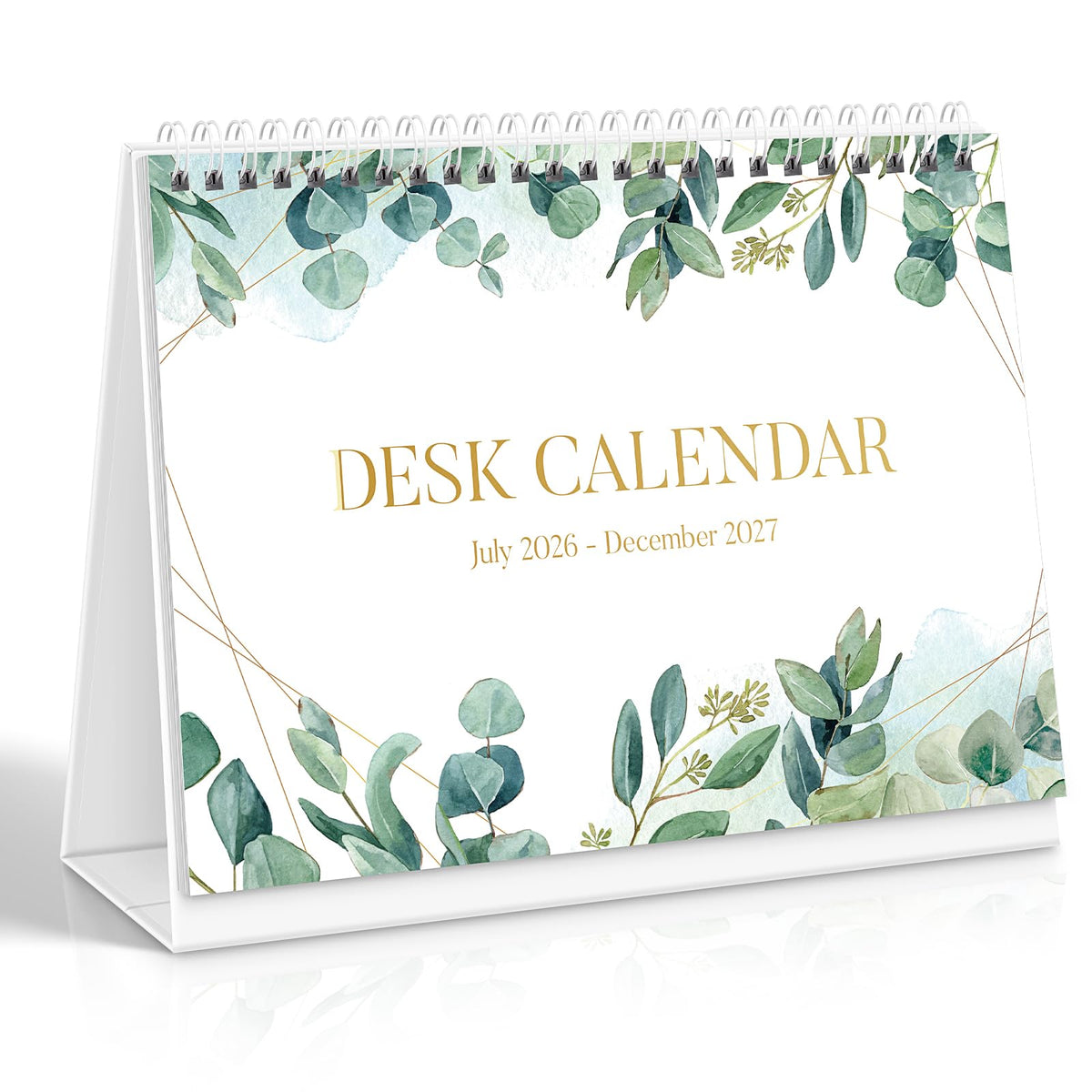 SKYDUE Small Desk Calendar 2026-2027, Jul. 2026- Dec. 2027, 8x6 Compact Standing Flip Desktop Calendar, Leaf