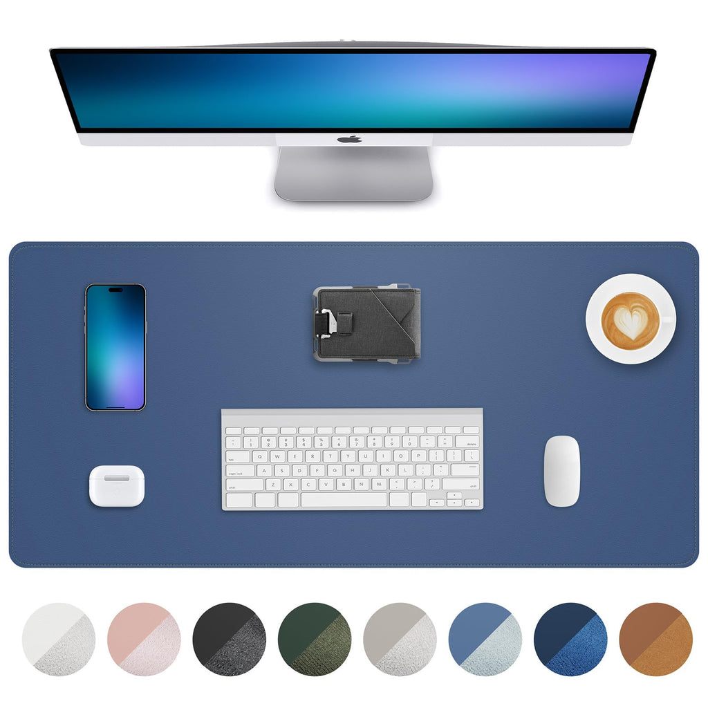 AFIING Large Desk Mat 55" x 24" - PU Leather Desk Pad Protector, Waterproof Non-Slip Extended Mouse Pad for Office Desk, Keyboard, Laptop and Home Workspace (Black)