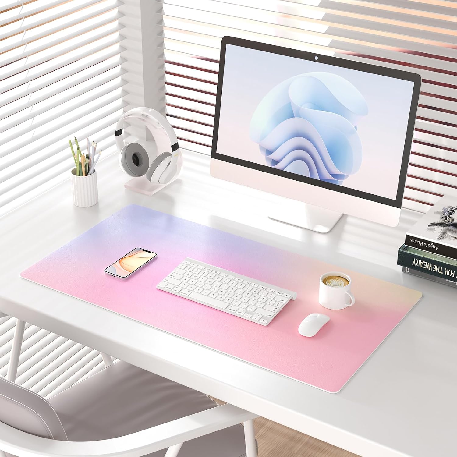 Colorful Star Large Mouse Pad Pink Aesthetic, 31.5 x 15.7 in