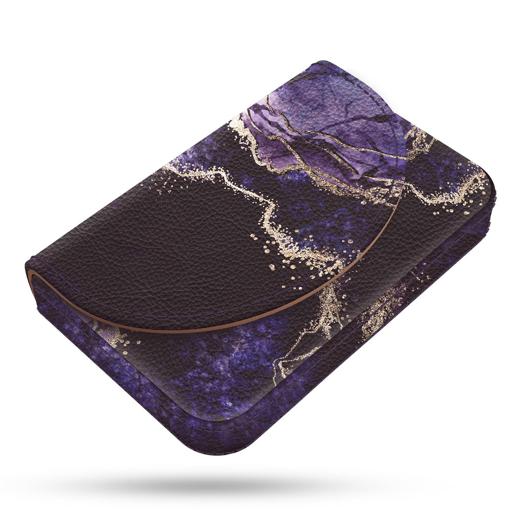 Business Card Holder，PU Leather Business Card Case Color Printing Pattern Card Holder Wallet，Pockets Magnetic Credit Card Holders for Men and Women，Bohemian Leaf