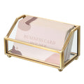 Hipiwe Glass Business Card Holder for Desk 2 Slots Gold Name Card Stand