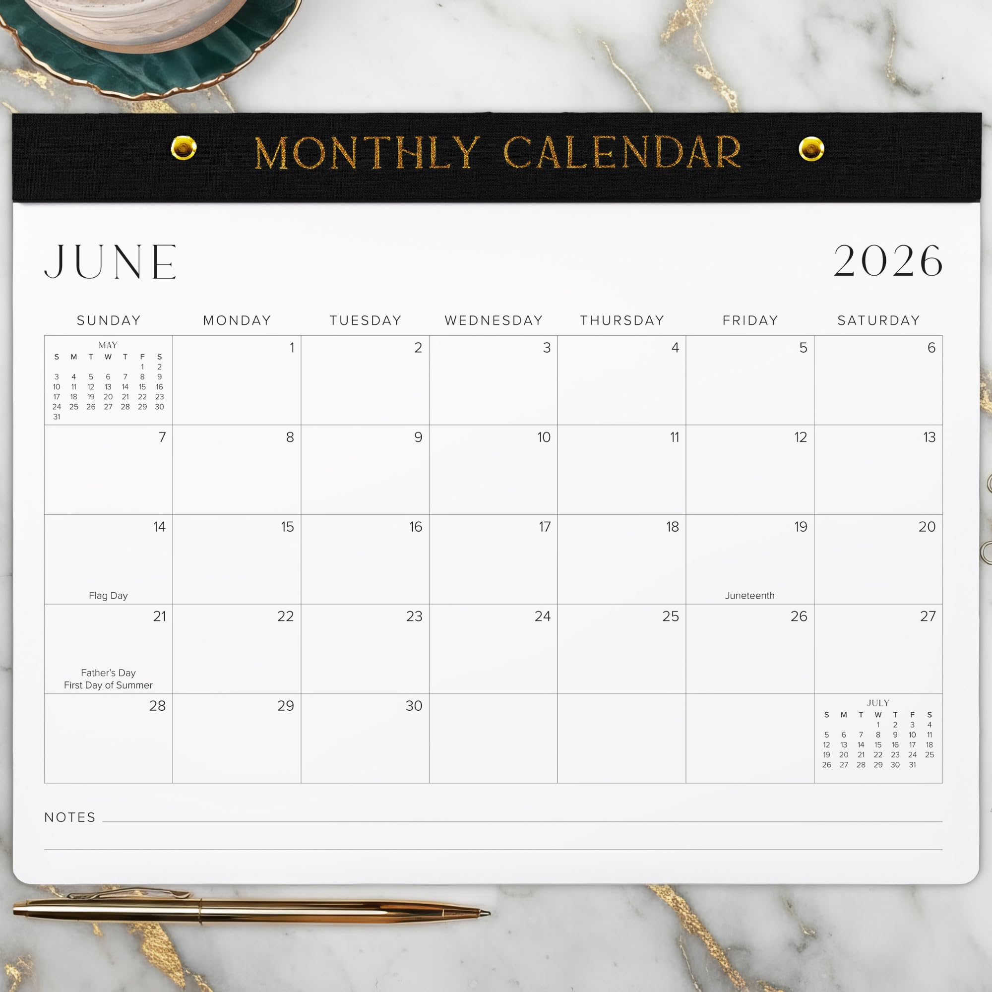 Aesthetic 2026-2027 Desk Calendar - Runs From January 2026 Until July 2027