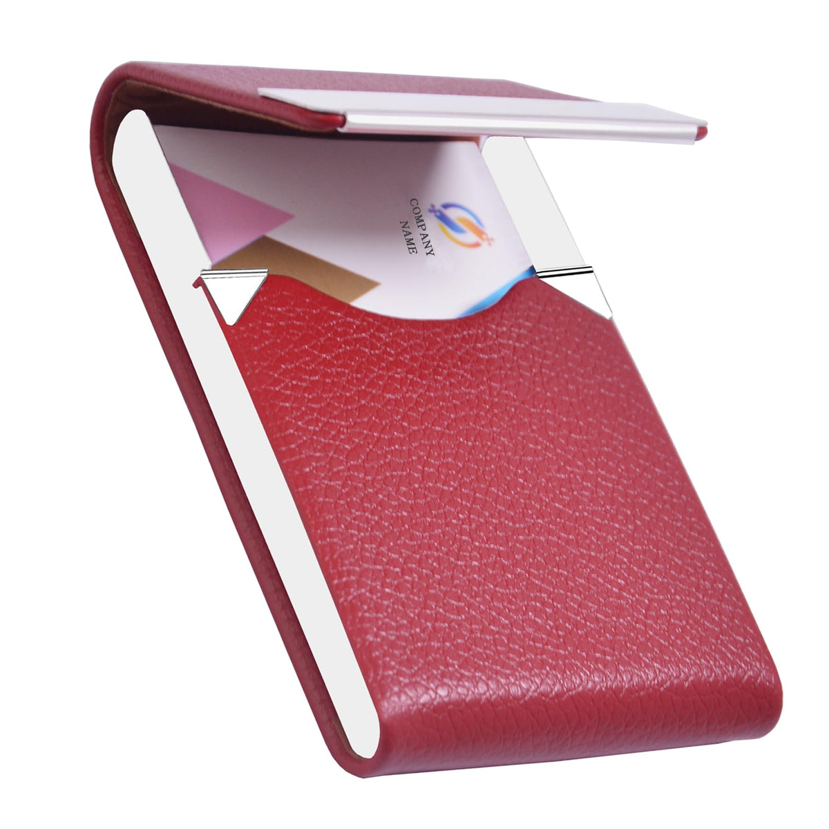 Business Card Holder PU Leather&Metal Business Card Case,Black1