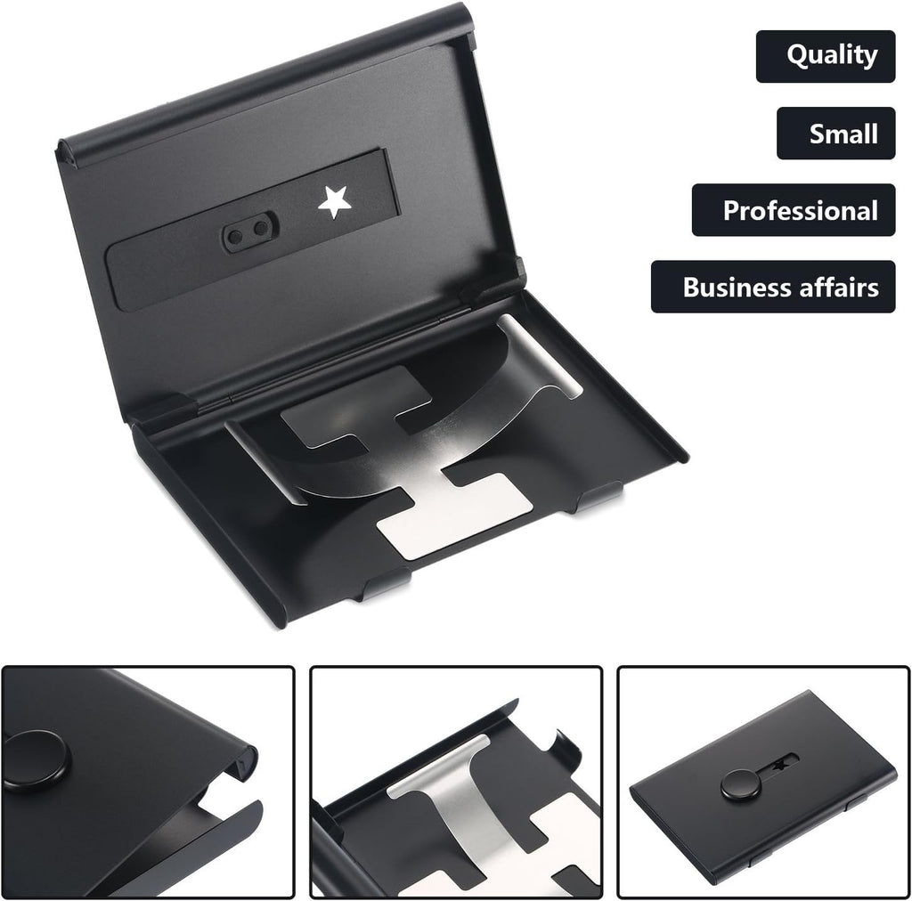 Tatuo 2 Pcs Business Card Holder Stainless Steel, Black/Gray