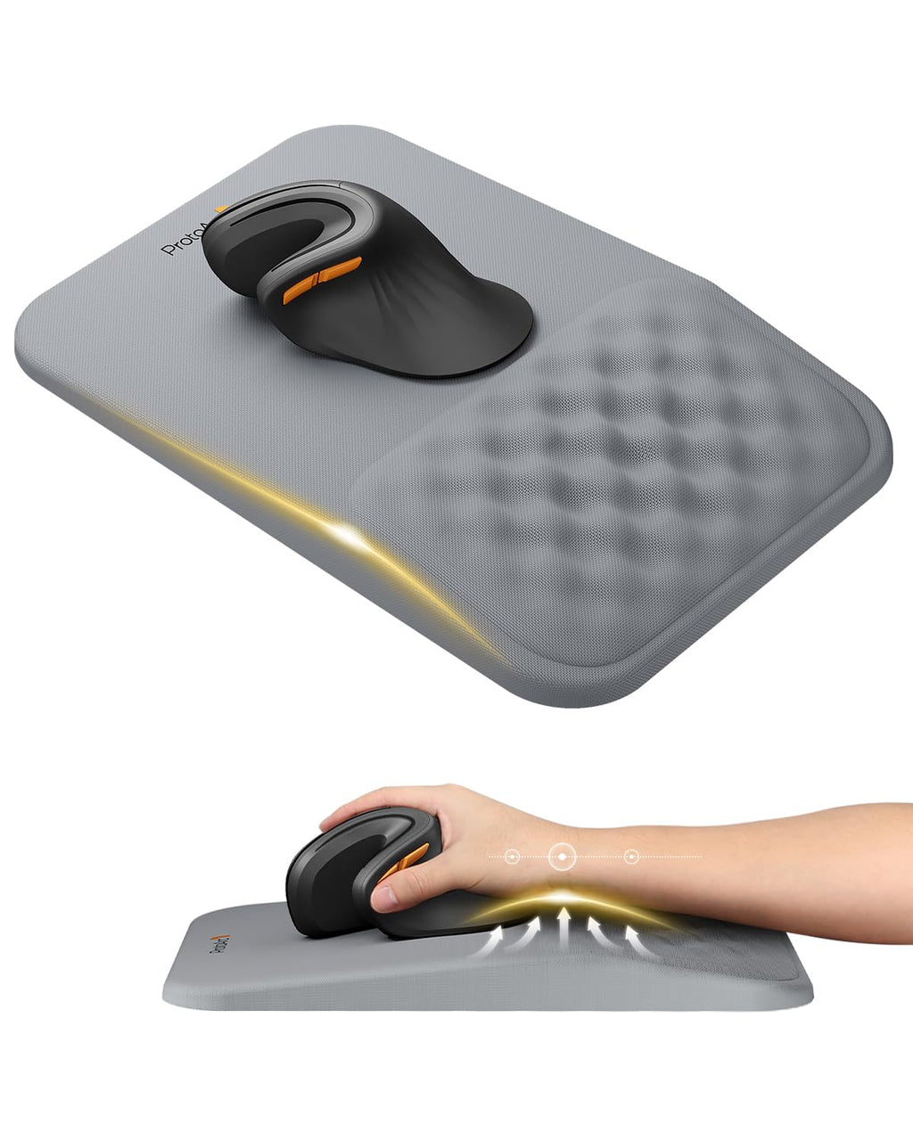ProtoArc MP50 Ergonomic Mouse Pad with Wrist Support, Lycra Surface, Black