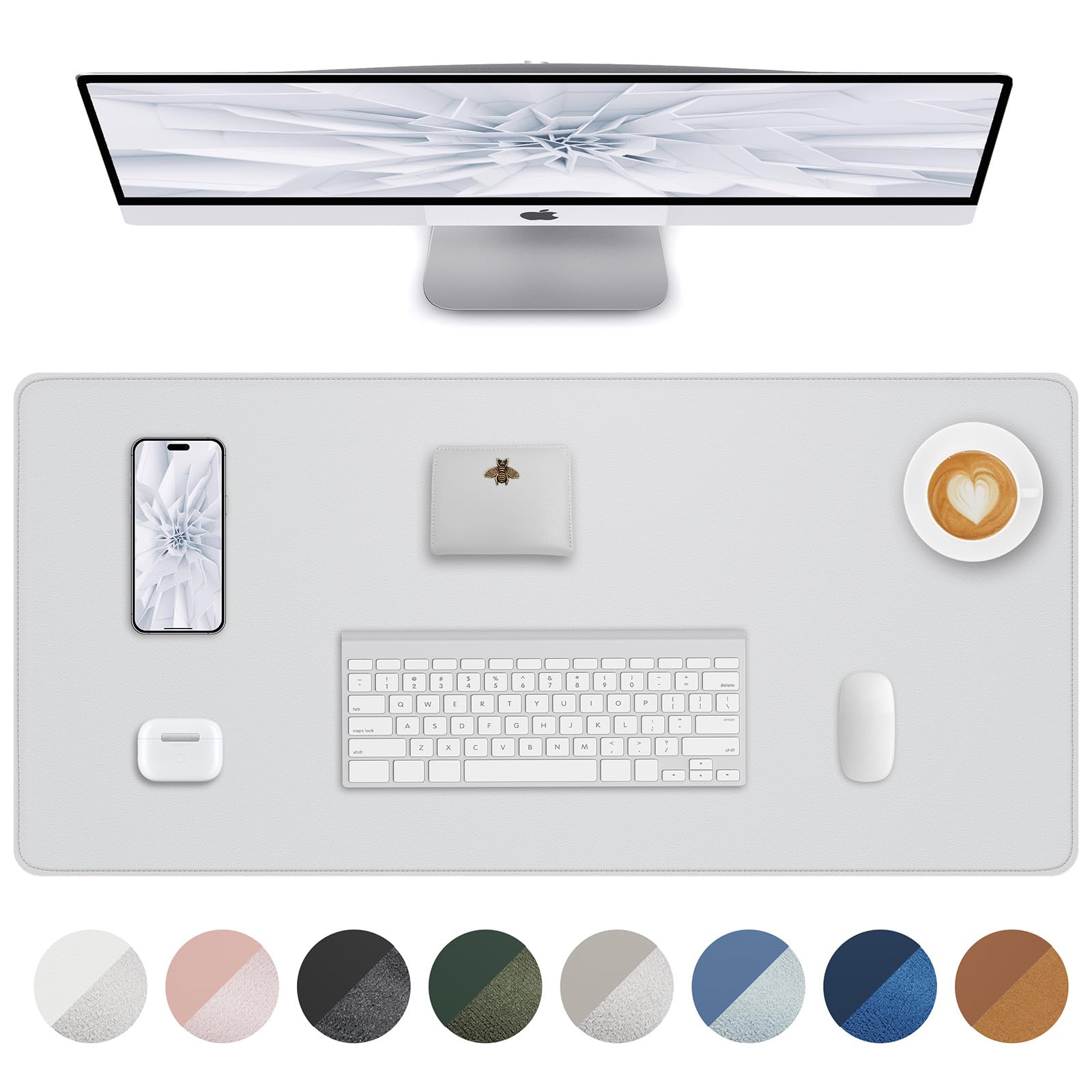 AFIING Large Desk Mat 55" x 24" - PU Leather Desk Pad Protector, Waterproof Non-Slip Extended Mouse Pad for Office Desk, Keyboard, Laptop and Home Workspace (Black)