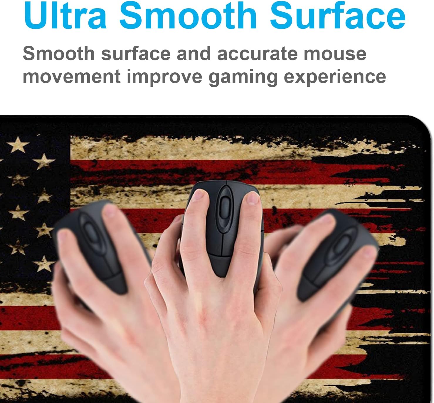 Retro American Flag XL Gaming Mouse Pad with Stitching Edge Laptop Desk Mat