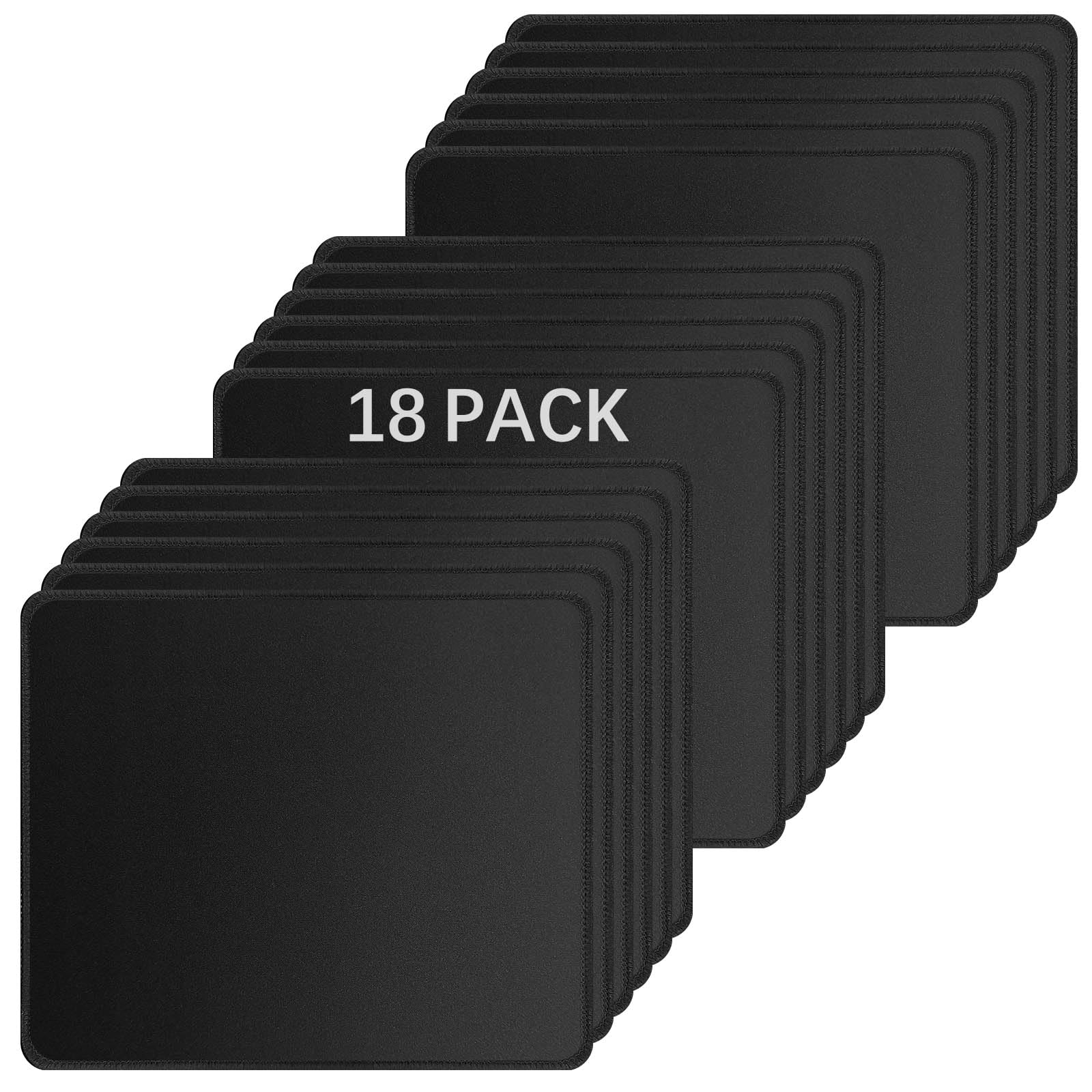 12 PCS Black Mouse pad Bulk with Stitched Edge,10.2x8.3inches 3mm Thickness Premium Textured Non-Slip Rubber Base Washable for Office and Home Use
