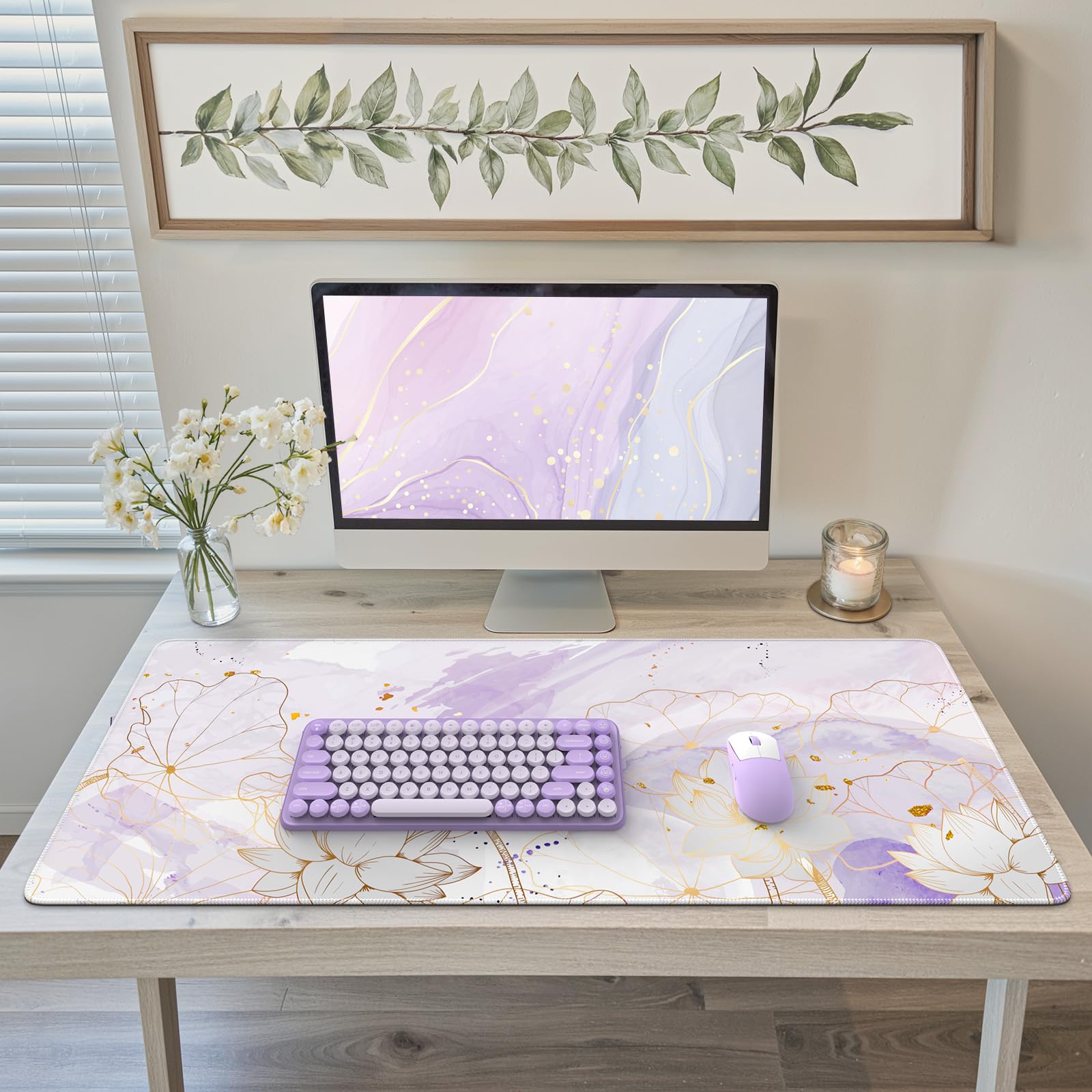 iCasso Desk Cover Mat, Office Mouse Pad,35.4x15.7in,Retro Black