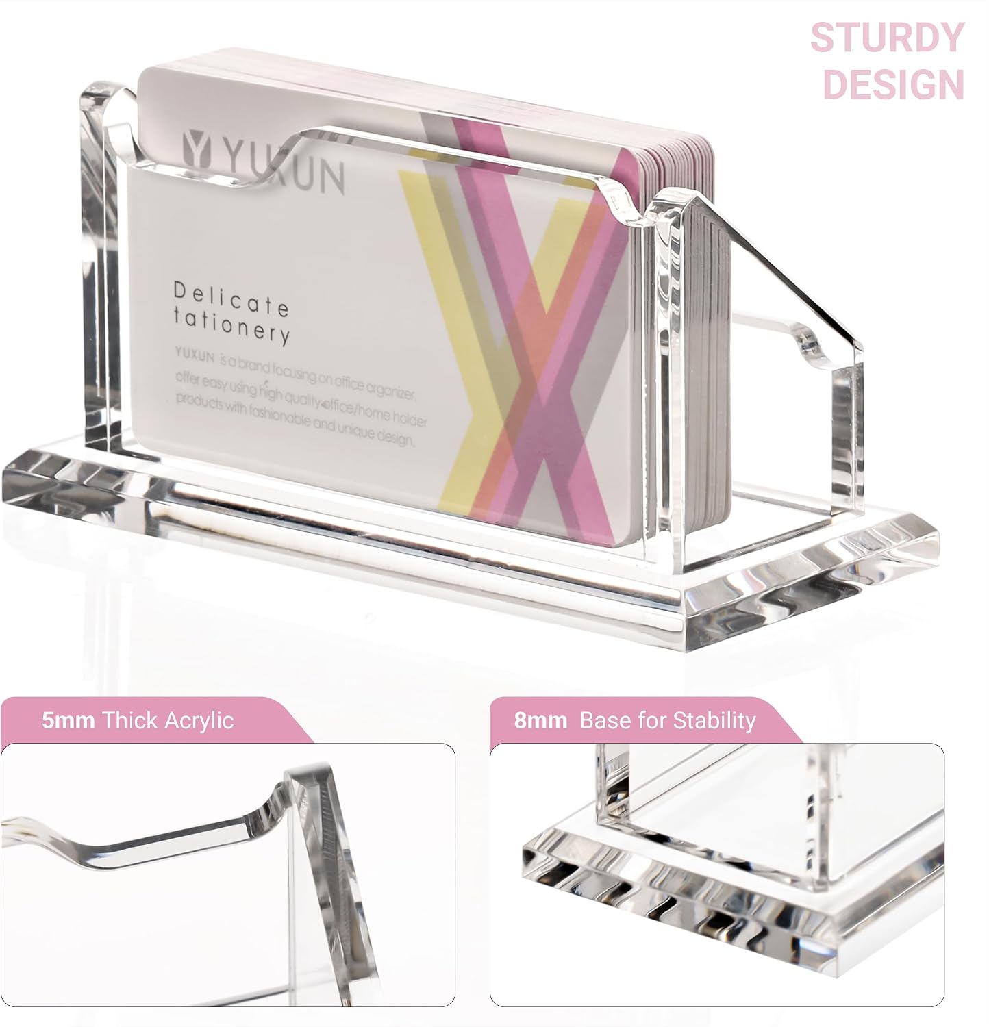 HEZONG Business Card Holder, Clear Acrylic Business Card Display Stand for Desk -1 Slot Horizontal Placement 1 Pack (1 slot-H)