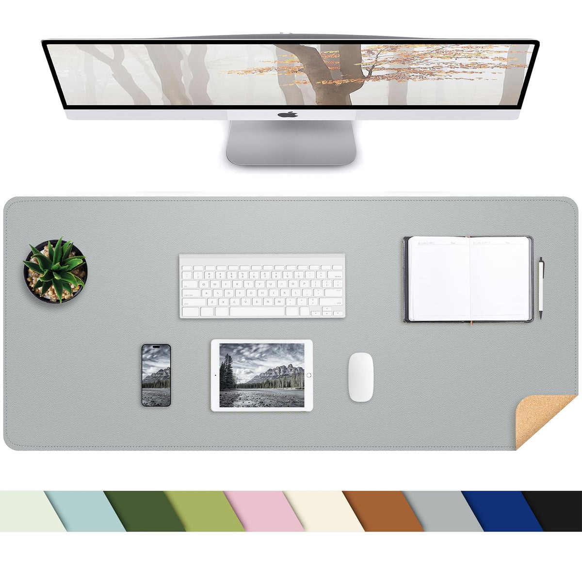 AFIING Large Desk Mat, 47" x 17", Black