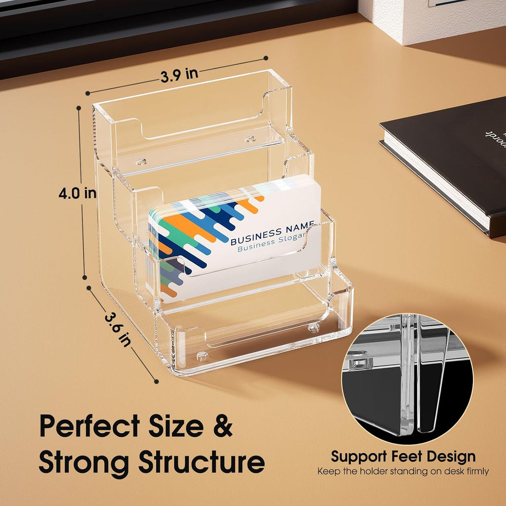 MaxGear Acrylic Business Card Holder, 320 Cards Capacity, 4 Pocket, 2 Pack
