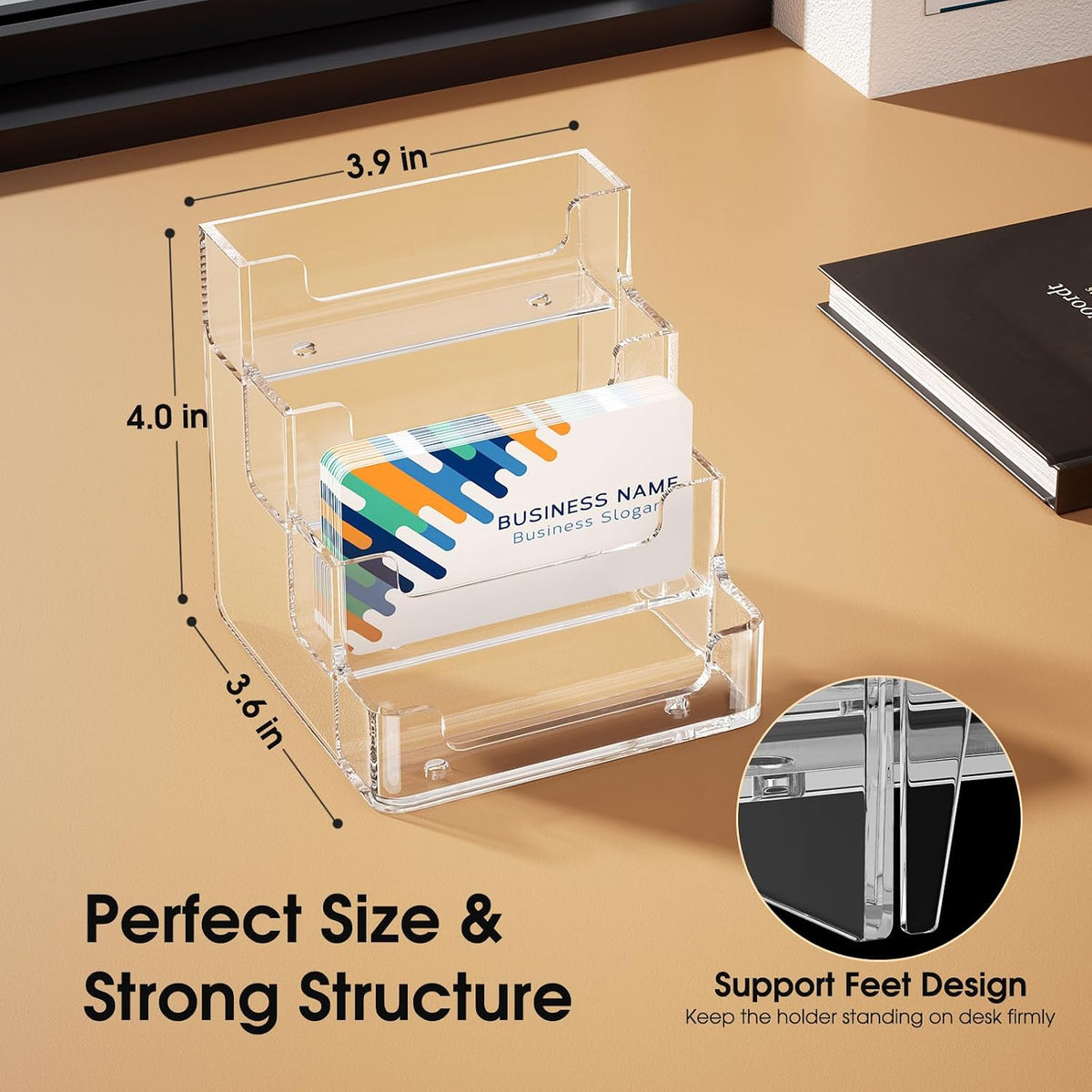 MaxGear Acrylic Business Card Holder, 320 Cards Capacity, 4 Pocket, 2 Pack