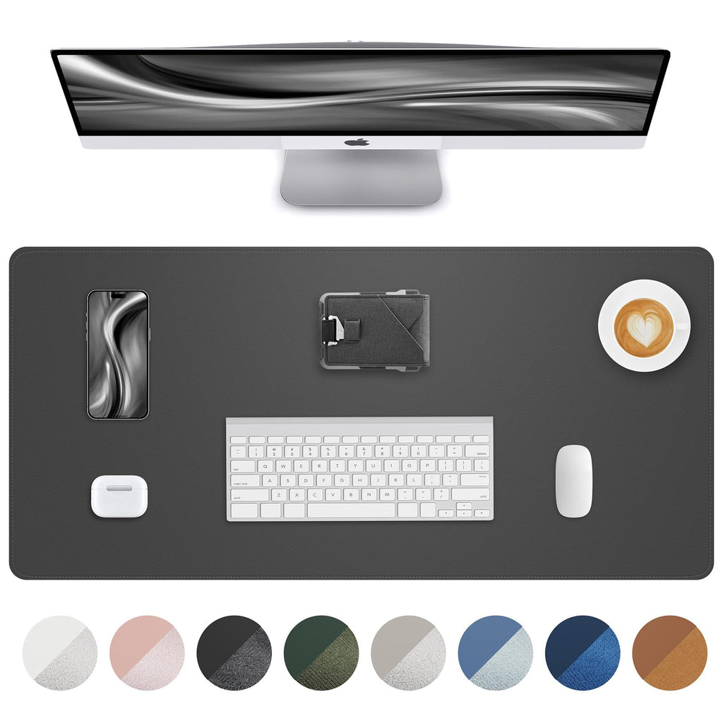 AFIING Large Desk Mat 55" x 24" - PU Leather Desk Pad Protector, Waterproof Non-Slip Extended Mouse Pad for Office Desk, Keyboard, Laptop and Home Workspace (Black)
