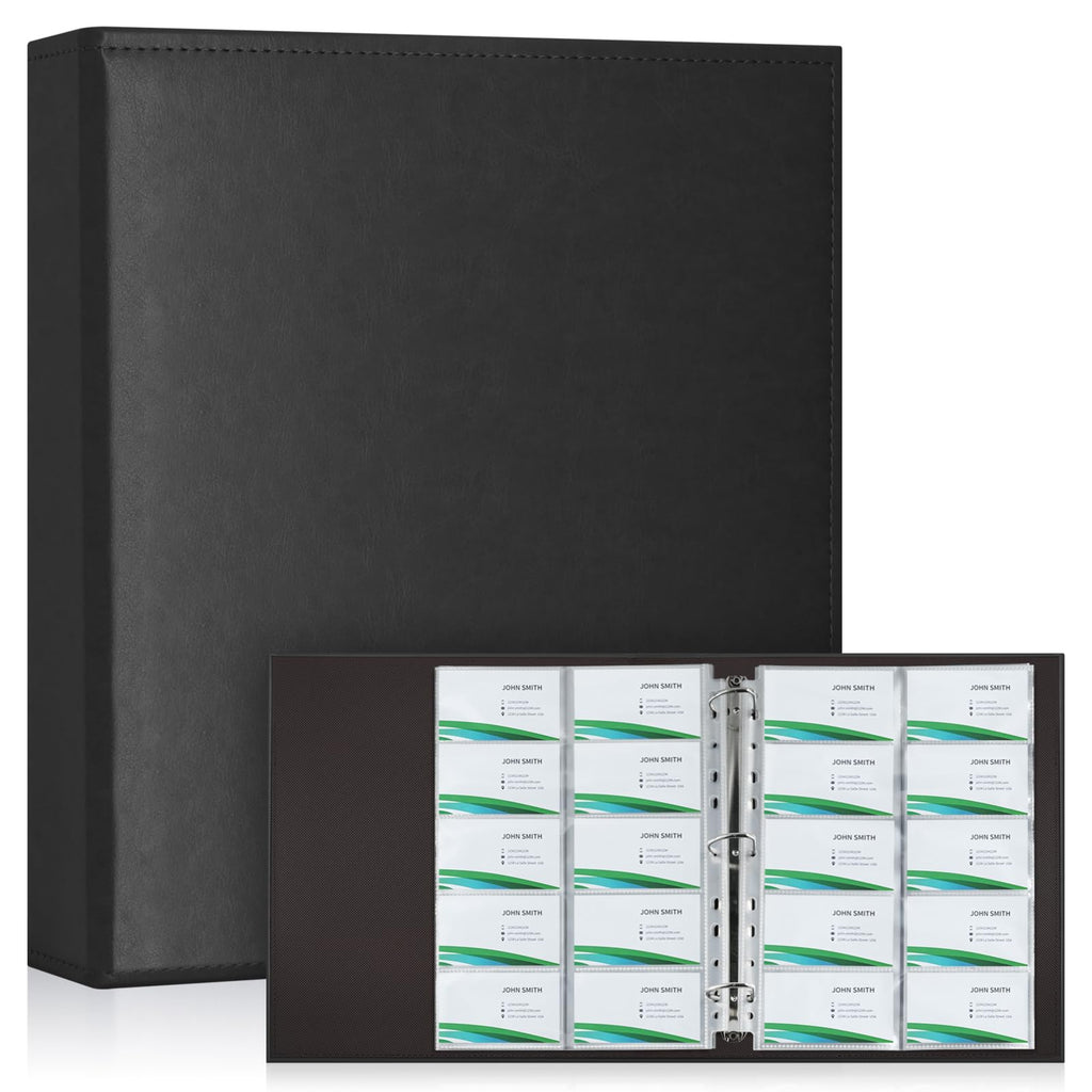 BYSTER 30 Pack 600 Pockets Business Card Sleeves Binder Sheets, Ultra-Clear Business Card Pages for 2/3/4 Ring Binder, Double Sided 10 Pocket Credit Card Pages