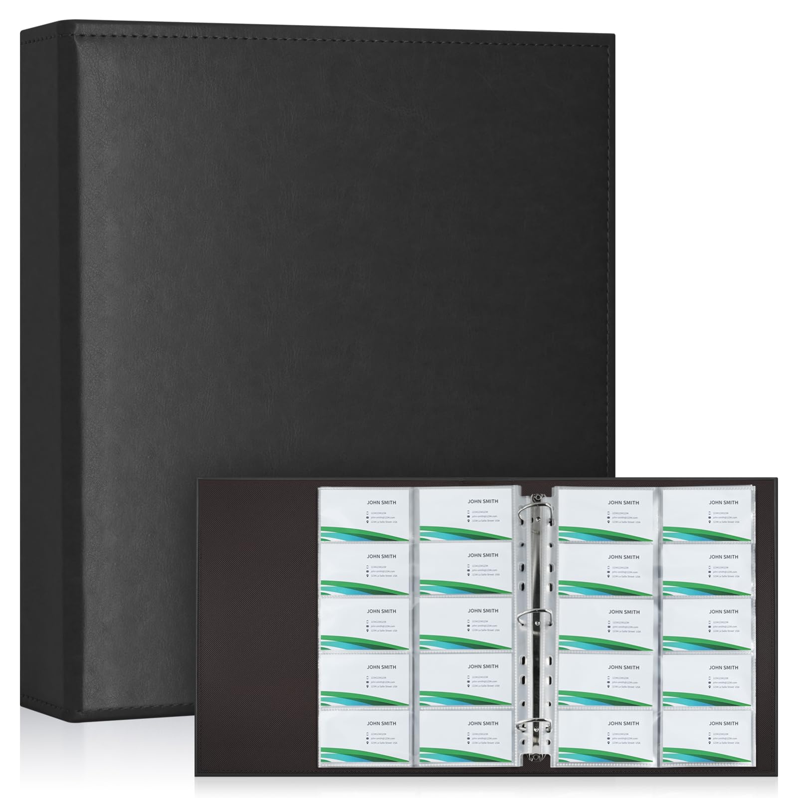 BYSTER 30 Pack 600 Pockets Business Card Sleeves Binder Sheets, Ultra-Clear Business Card Pages for 2/3/4 Ring Binder, Double Sided 10 Pocket Credit Card Pages