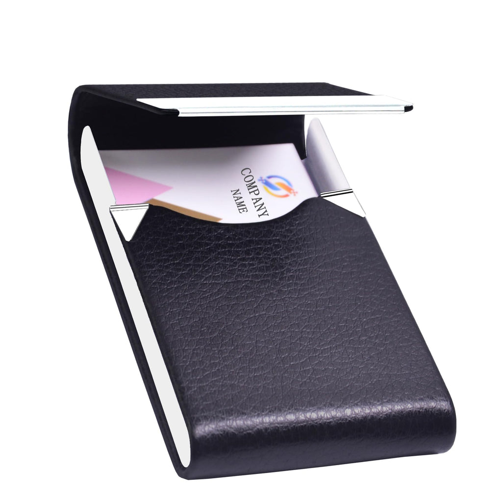 Business Card Holder PU Leather&Metal Business Card Case,Black1