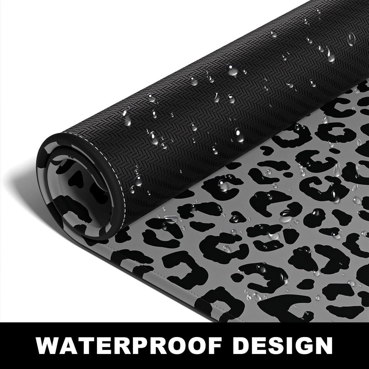 BOSOBO Extended Gaming Desk Mat, XXL Full Cover 31.5 x 11.8 Inches, Black Leopard Print