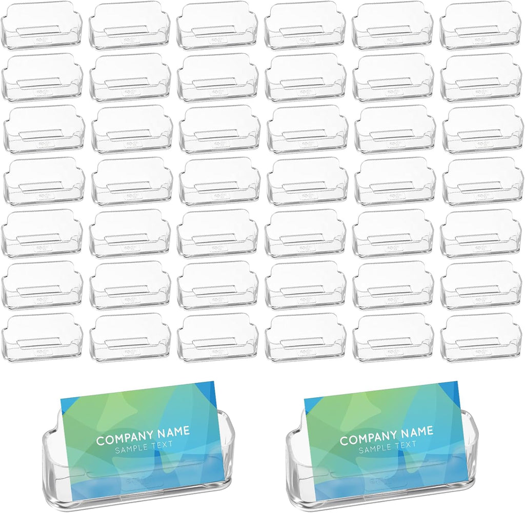 64 Pack Business Card Holder for Desk,Desktop Style Business Card Holders,Acrylic Holder Stand Clear Postcard Display for Home Office Desk Table
