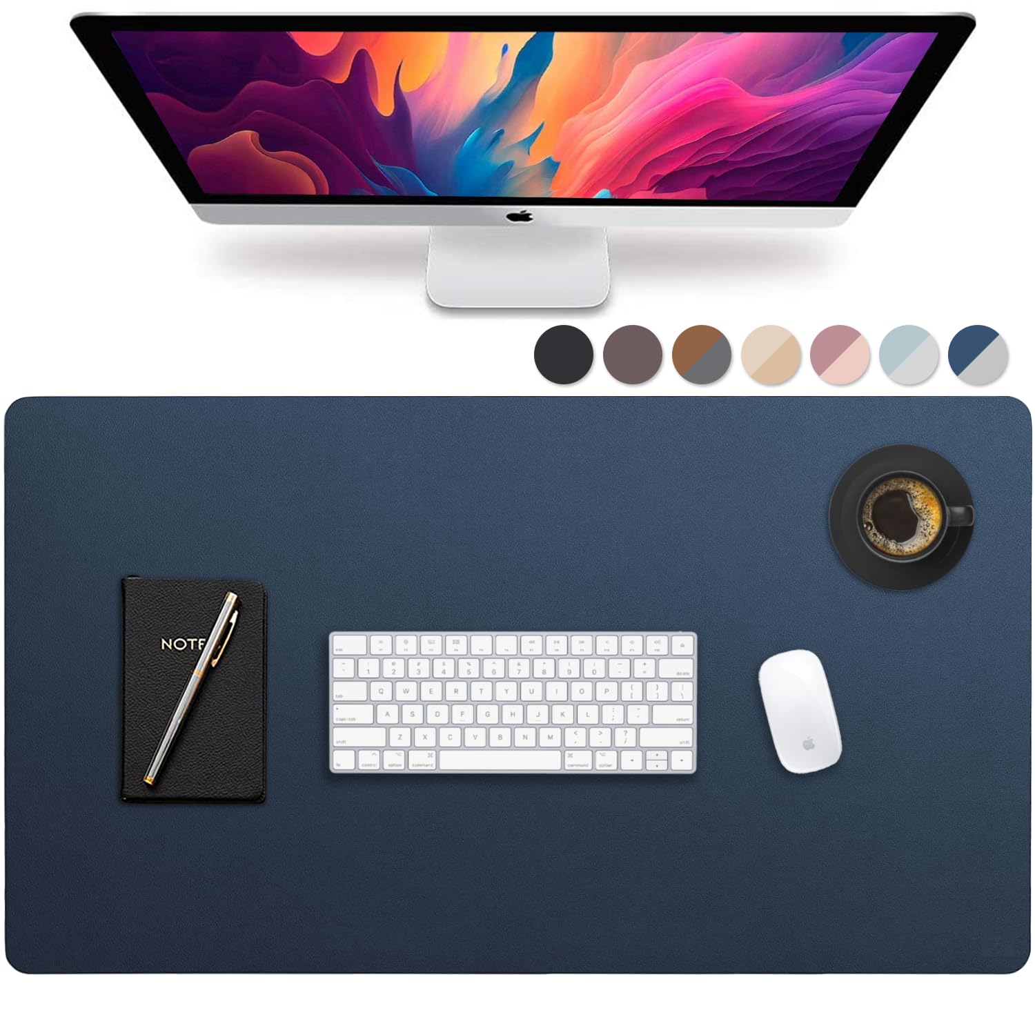 Vine Creations Leather Desk Mat 24" x 17", Desk Protector, PU Leather Desk Pad, Small Desk Pad Mat, Desk Blotter, Desk Pads on Top of Desks, Small Desk Mat for Home or Office (Black)