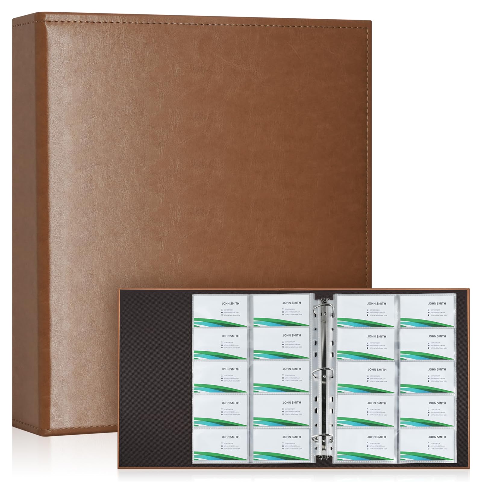 BYSTER 30 Pack 600 Pockets Business Card Sleeves Binder Sheets, Ultra-Clear Business Card Pages for 2/3/4 Ring Binder, Double Sided 10 Pocket Credit Card Pages