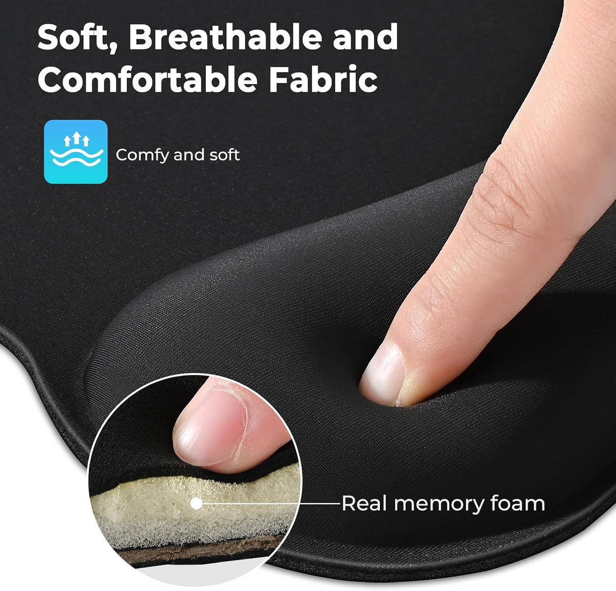 EooCoo Ergonomic Mouse Pad with Wrist Rest, Memory Foam Support Mousepad