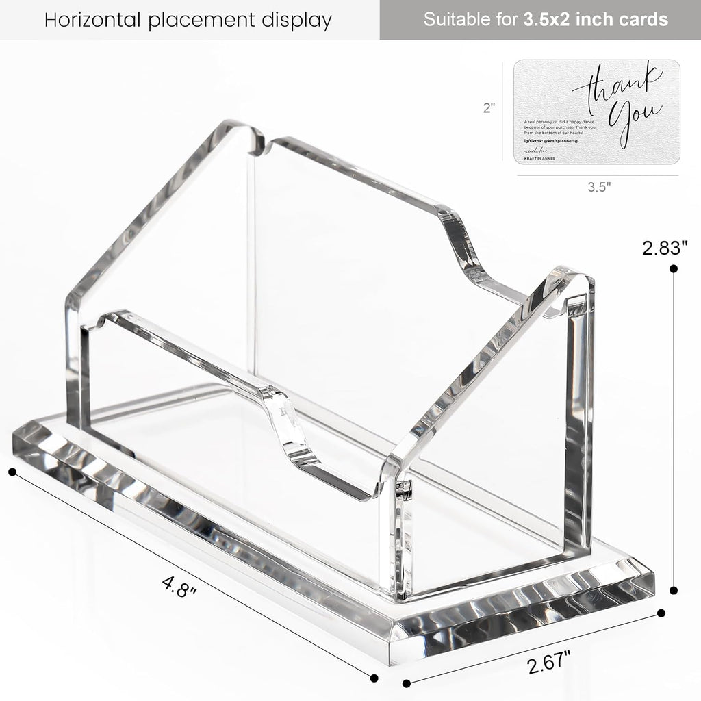 HeZone Acrylic Card Holder Clear Horizontal Business Card Organizer Stand for Desk 1 Slots Business Cards Stand for Women and Men,Office Desk Accessories,Organize 50 Cards-1 Pack