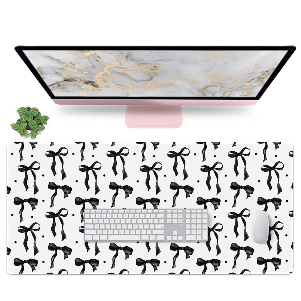 Pink Mouse Pad, Bows Desk Mat Computer Mat Desk Accessories 31.5 x 11.8