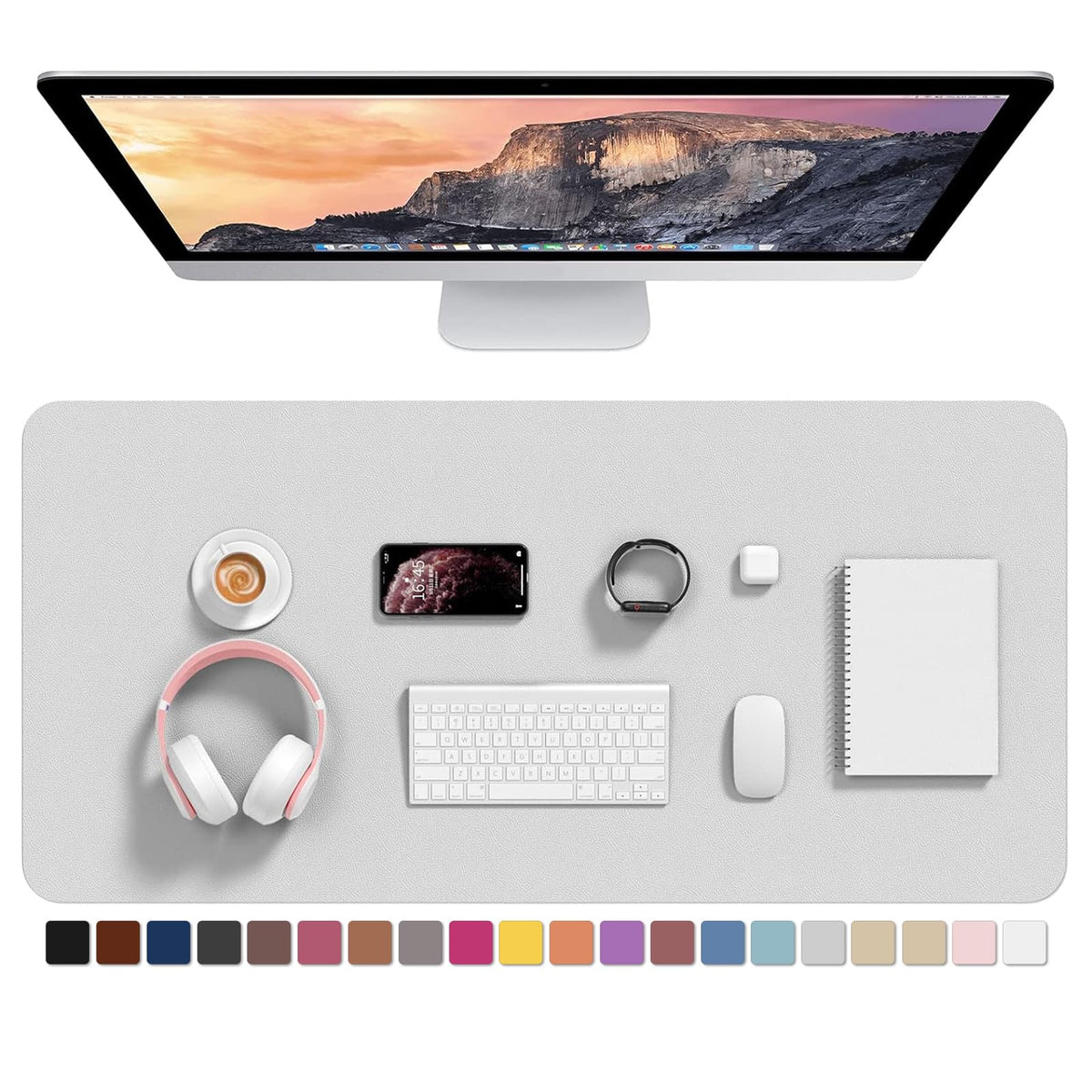 Hsurbtra Desk Pad, 30" x 14" PU Leather Desk Mat, XL Extended Mouse Pad, Waterproof Desktop Blotter Protector, Non-Slip Ultra Thin Large Laptop Keyboard Writing Mat for Office Home, Pink