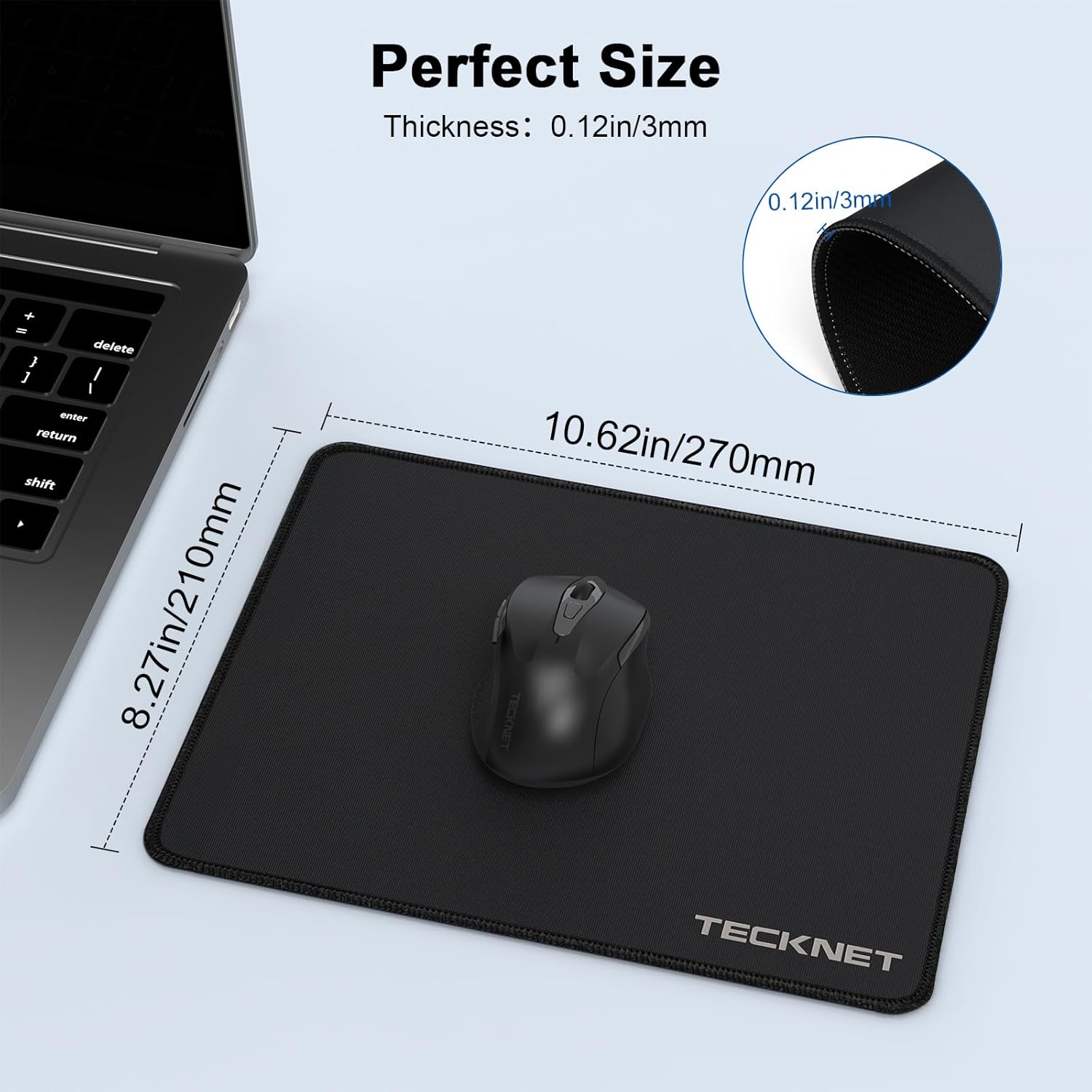 TECKNET 4 Pack Mouse Pad with Durable Anti-fray Stitching, Small Mousepad