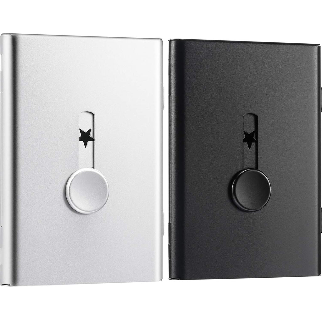 Tatuo 2 Pcs Business Card Holder Stainless Steel, Black/Gray